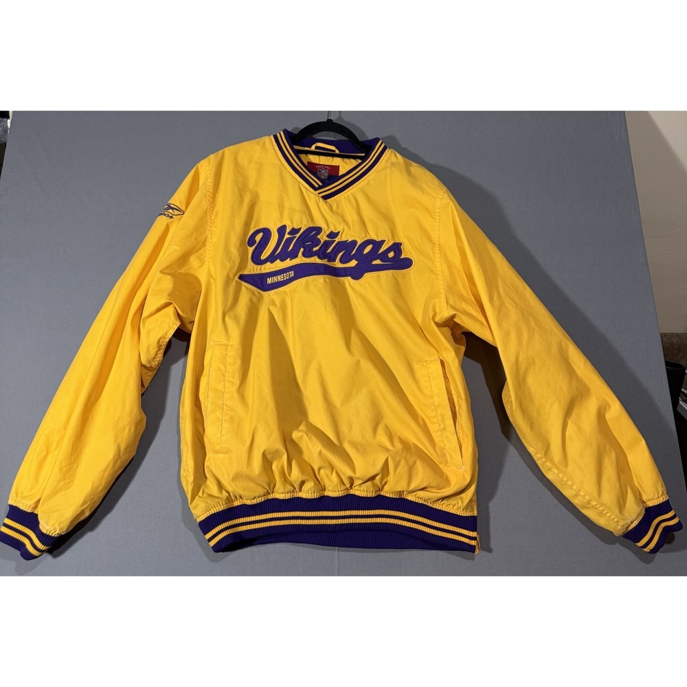 Vintage 2000s Minnesota Vikings NFL Pullover Windbreaker Jacket Men's Medium EUC